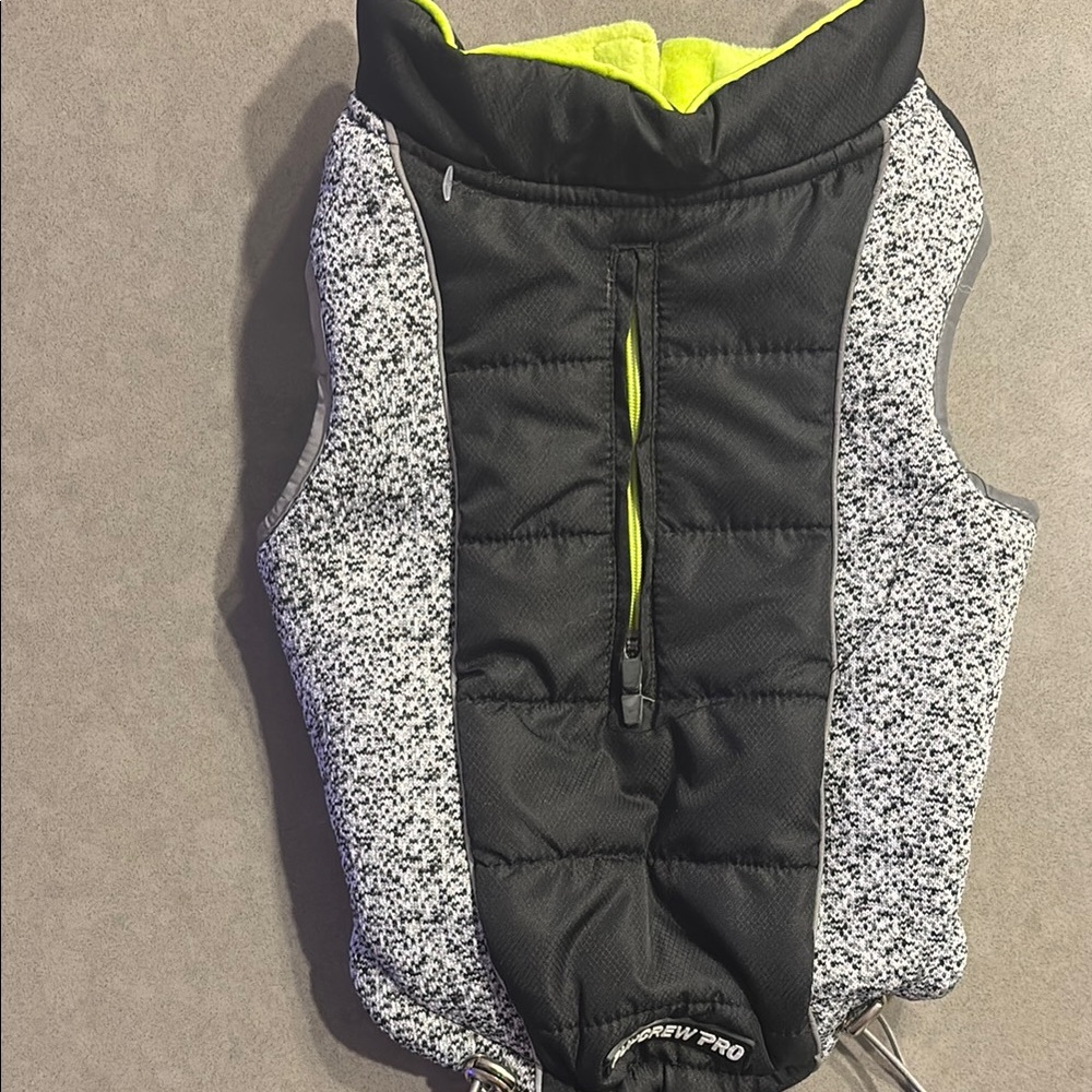 Pup Crew Pro Black and Grey  Doggo  Jacket with Neon Accents
